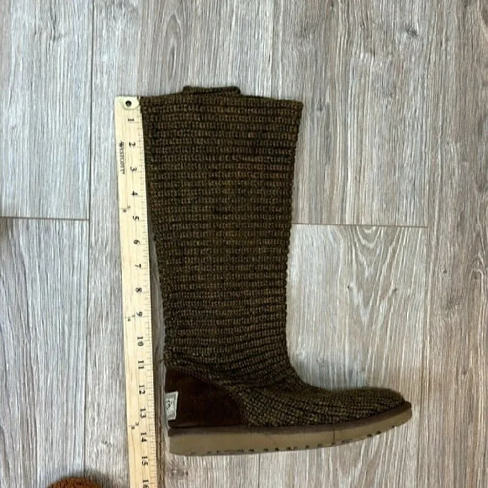 Ugg Brown classic cardy button sweater boots size 6